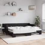 vidaXL Lit de jour avec lit gigogne noir 80x200 cm tissu