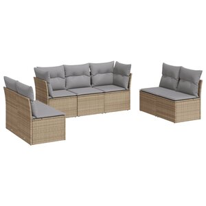 vidaXL Salon de jardin avec coussins 7 Pièces beige résine tressée