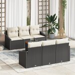 vidaXL Ensemble de 7 Canapés de Jardin avec Coussins Noir en Rattan Synthétique
