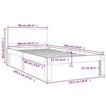 vidaXL Cadre de lit Blanc Bois massif 90x190 cm Simple
