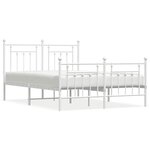 vidaXL Cadre de lit métal avec tête de lit/pied de lit blanc 140x190cm