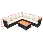 vidaXL Salon de jardin 5 Pièces avec coussins résine tressée noir