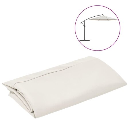 vidaXL Tissu de remplacement pour parasol déporté Blanc sable 350 cm