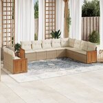 vidaXL Salon de jardin avec coussins 10 Pièces beige résine tressée