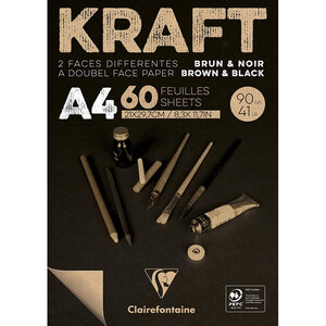 Bloc kraft noir a4 - 60 feuilles - 90g - clairefontaine