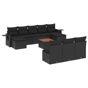 vidaXL Salon de jardin 11 Pièces avec coussins noir résine tressée