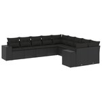 vidaXL Salon de jardin 10 Pièces avec coussins noir résine tressée