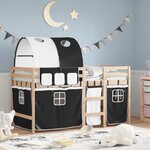 vidaXL Lit mezzanine enfants et tunnel blanc/noir 90x200 cm pin massif