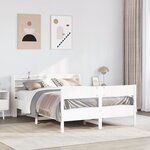vidaXL Cadre de lit sans matelas blanc 135x190 cm bois de pin massif