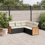 vidaXL Salon de jardin 5 Pièces avec coussins noir résine tressée