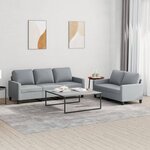 vidaXL Ensemble de canapés 2 Pièces avec coussins Gris clair Tissu