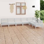 vidaXL Salon de jardin 7 Pièces Bois de pin massif Blanc