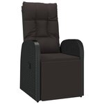 vidaXL Chaise inclinable de jardin et coussin Résine tressée Noir