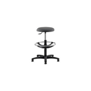 Tabouret grande hauteur sur patins avec repose-pieds dessus skaï noir GÉNÉRIQUE