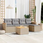 vidaXL Salon de jardin avec coussins 6Pièces mélange beige résine tressée