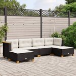 vidaXL Salon de jardin 6 Pièces avec coussins noir résine tressée