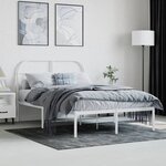 vidaXL Cadre de lit métal sans matelas et tête de lit blanc 120x190 cm