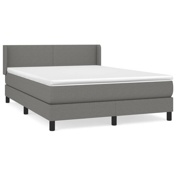 vidaXL Sommier à lattes de lit avec matelas Gris foncé 140x190cm Tissu