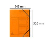 Trieur Agrafé Avec Élastiques Intérieur Noir 12 Compartiments - A4 - Orange - Exacompta