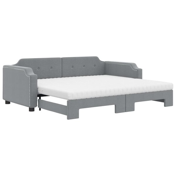 vidaXL Lit de jour avec gigogne et matelas gris clair 80x200 cm tissu