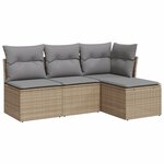 vidaXL Salon de jardin avec coussins 4 Pièces beige résine tressée