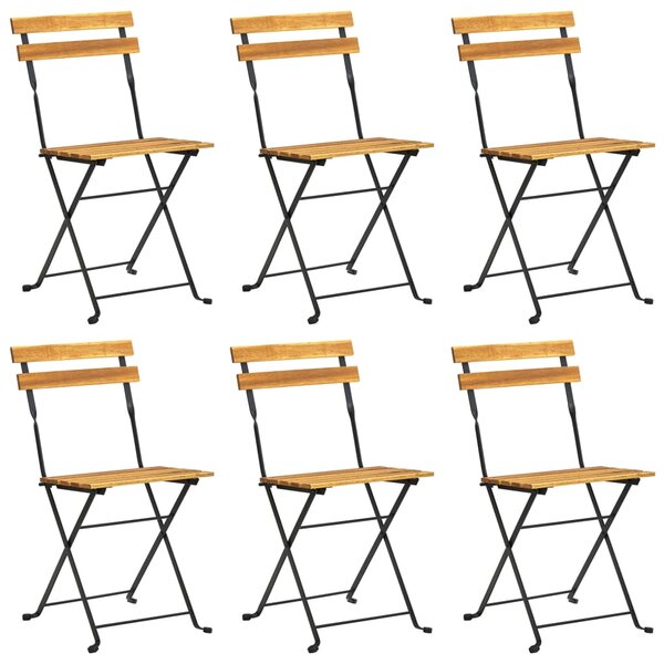 vidaXL Chaises pliables de jardin lot de 6 Acier bois d'acacia massif