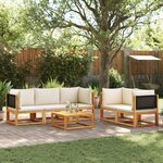 vidaXL Salon de jardin avec coussins 6 Pièces bois d'acacia solide