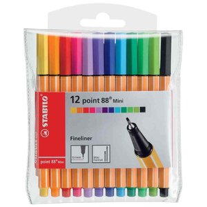 Pochette de 12 Stylo-Feutre POINT 88 MINI Pointe Fine 0 4 mm x 10 STABILO