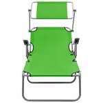 vidaXL Chaise longue avec auvent acier vert