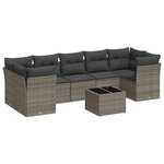 vidaXL Salon de jardin 8 Pièces avec coussins gris résine tressée