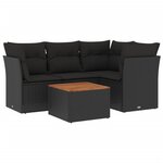 vidaXL Salon de jardin 5 Pièces avec coussins noir résine tressée