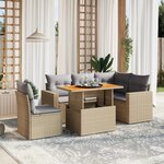 vidaXL Salon de jardin avec coussins 6 Pièces beige résine tressée