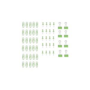 Lot de trombones epingles et minis pinces - couleur vert