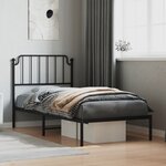 vidaXL Cadre de lit métal avec tête de lit noir 90x200 cm
