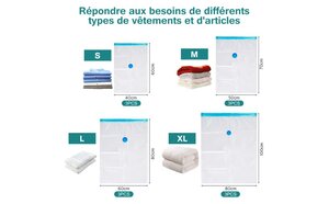 Set de 12 housses de rangement sous vide avec pompe (3 maxi 3L 3M 3S)