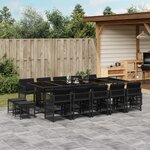 vidaXL Ensemble à manger de jardin 15 Pièces coussins noir résine tressée