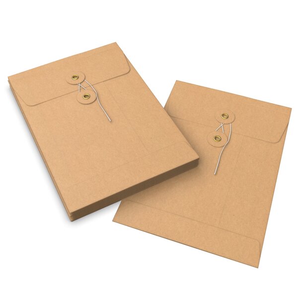 Lot de 10 enveloppes à soufflets à rondelle et ficelle manille 229x162