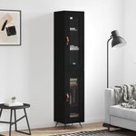 vidaXL Buffet haut Noir 34 5x34x180 cm Bois d'ingénierie