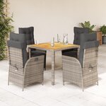 vidaXL Ensemble à manger de jardin 5 Pièces coussins gris résine tressée