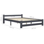 vidaXL Cadre de lit Gris foncé Bois de pin massif 180x200 cm
