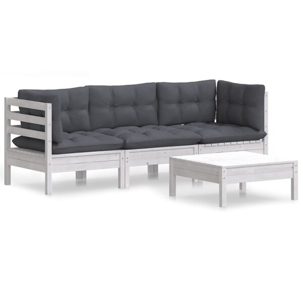 vidaXL Salon de jardin 4 Pièces avec coussins anthracite Bois de pin