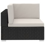 vidaXL Salon de jardin 3 Pièces avec coussins résine tressée noir