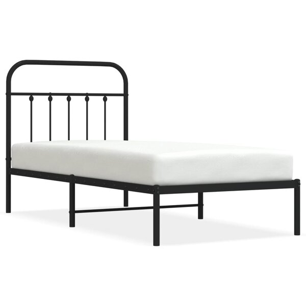 vidaXL Cadre de lit métal avec tête de lit noir 80x200 cm