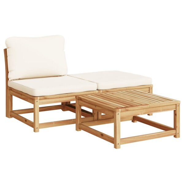 vidaXL Salon de jardin 3 Pièces avec coussins bois massif d'acacia