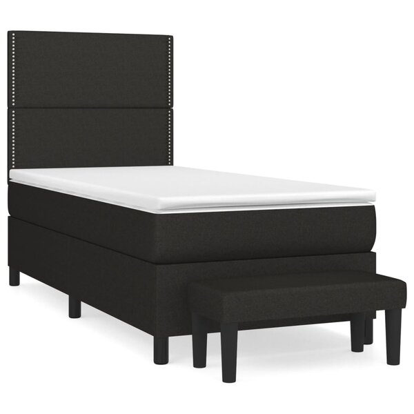vidaXL Sommier à lattes de lit et matelas Noir 80x200 cm Tissu
