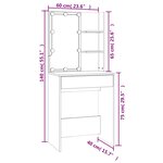 vidaXL Coiffeuse avec LED Chêne fumé 60x40x140 cm