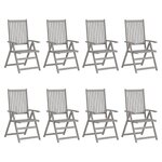 vidaXL Chaises inclinables de jardin lot de 8 Gris Bois solide acacia