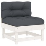 vidaXL Salon de jardin 10 Pièces avec coussins blanc bois massif