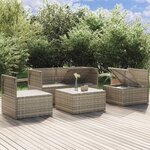 vidaXL Salon de jardin 5 Pièces avec coussins Gris Résine tressée