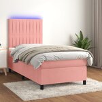 vidaXL Sommier à lattes de lit avec matelas LED Rose 90x190 cm Velours